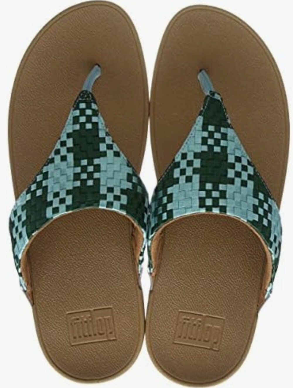 FITFLOP "Lulu"  Sandals Silky Weave Toe Post Women's Size Green 9 SH230